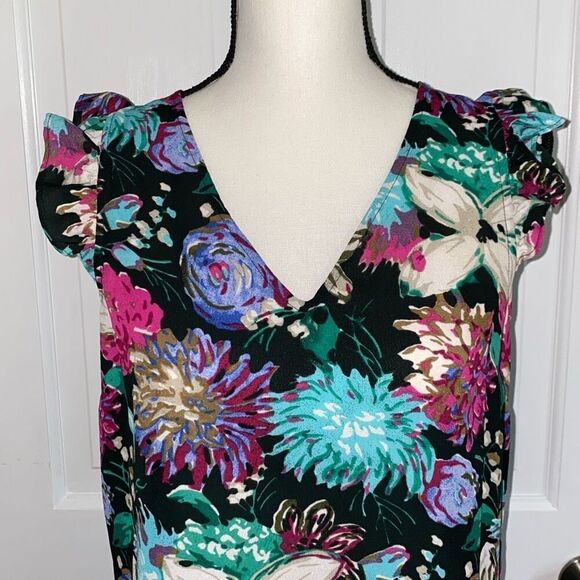 J.Crew floral print flutter sleeve blouse size 4 - Picture 5 of 10